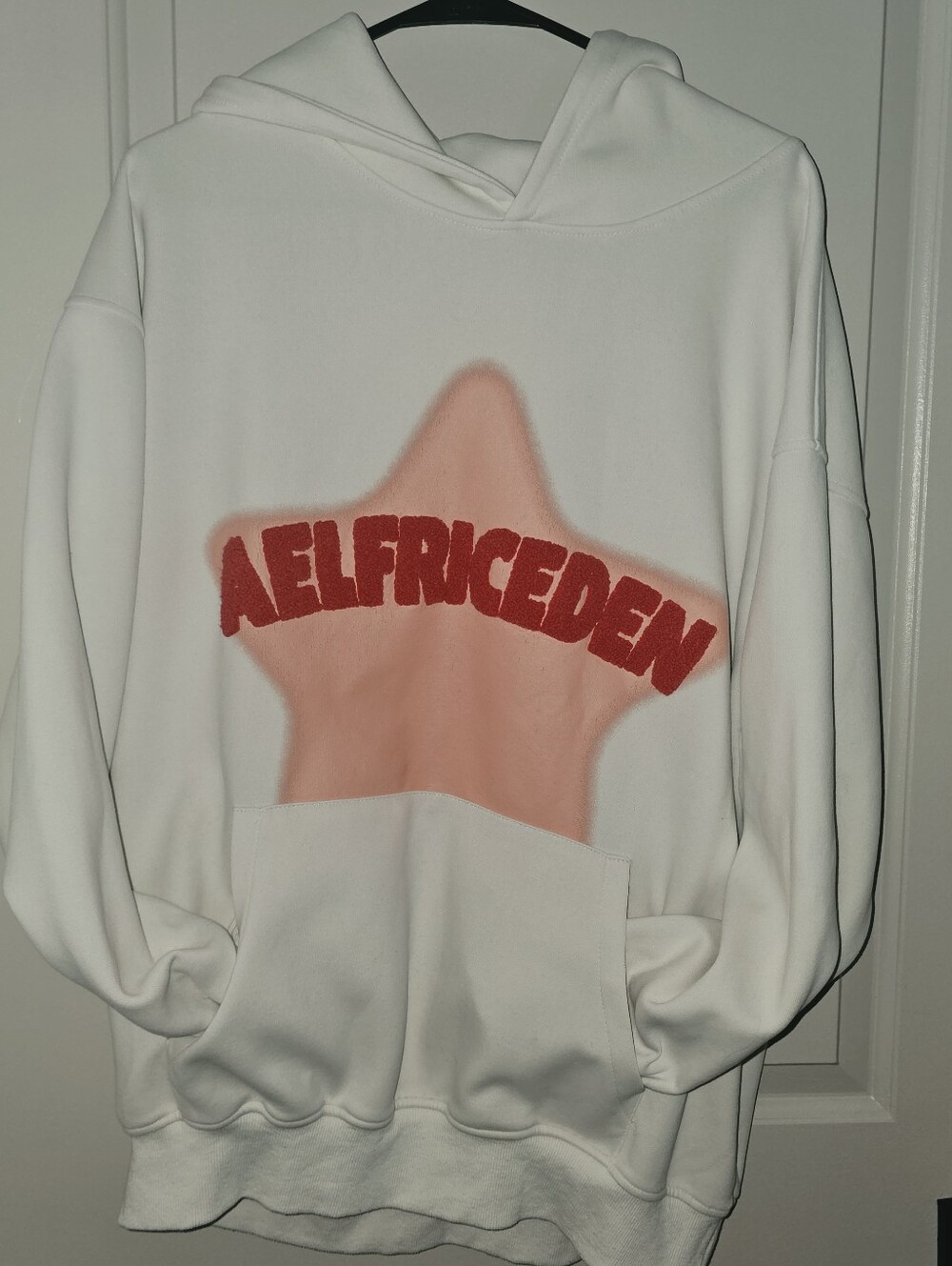 Aelfric Eden Women's White Hoodie with Pink Star and Red Logo